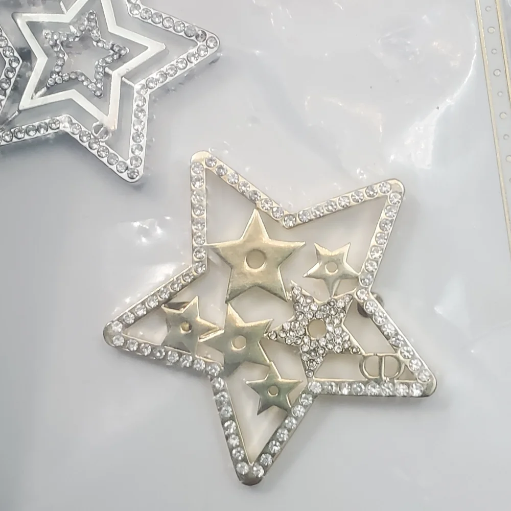 Christian Dior Crystal Star Gold And Silver Hair Clip Set With Dust Bag - Picture 4 of 10